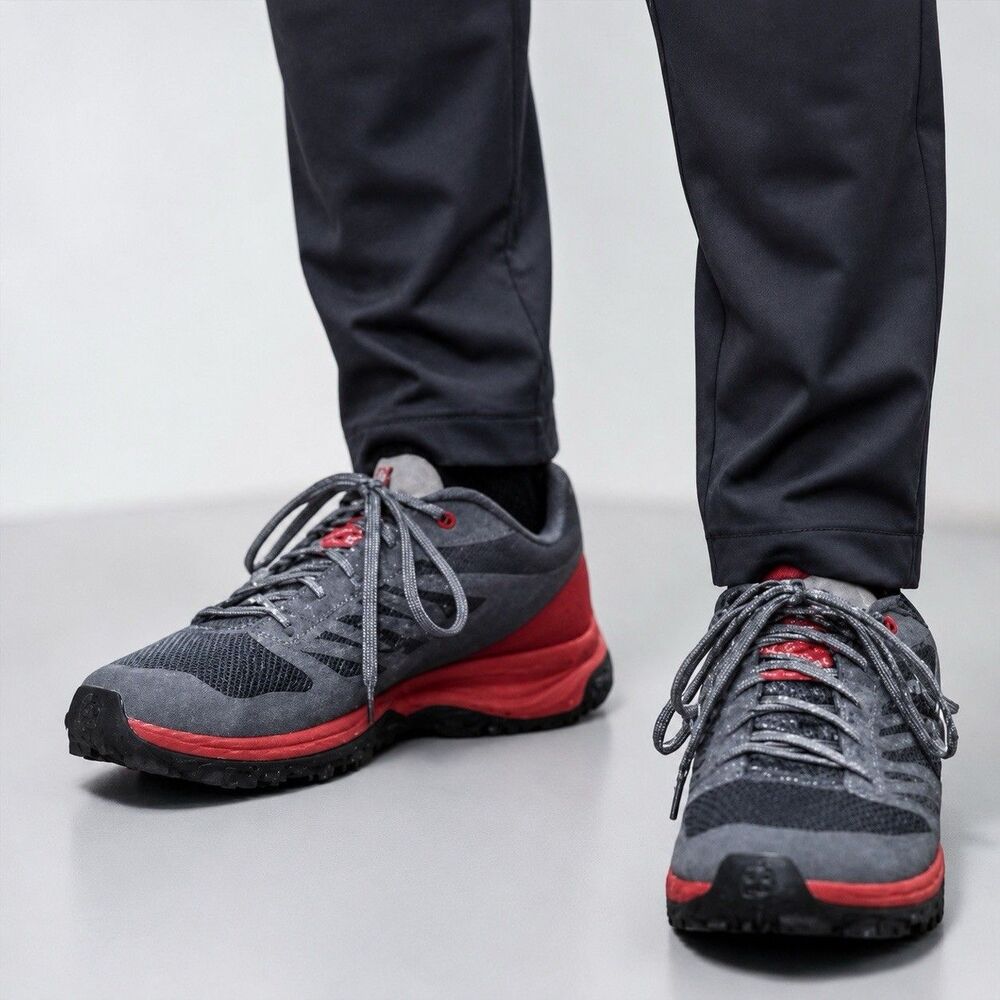Salomon Trail Running Shoes Mens 10 Gray Red Contagrip Hiking Sneakers